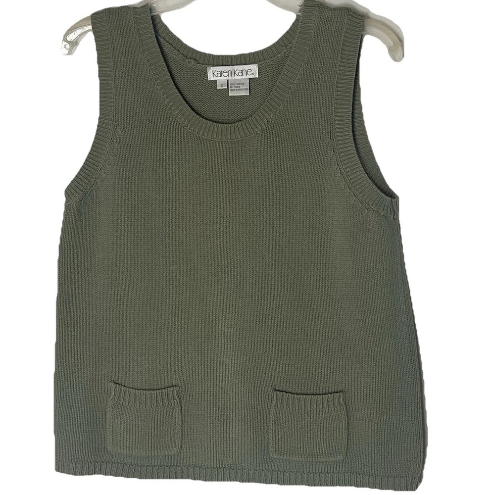 Karen Kane Vintage Sleeveless‎ Knit Sweater Top Women's Size S Scoop Neck